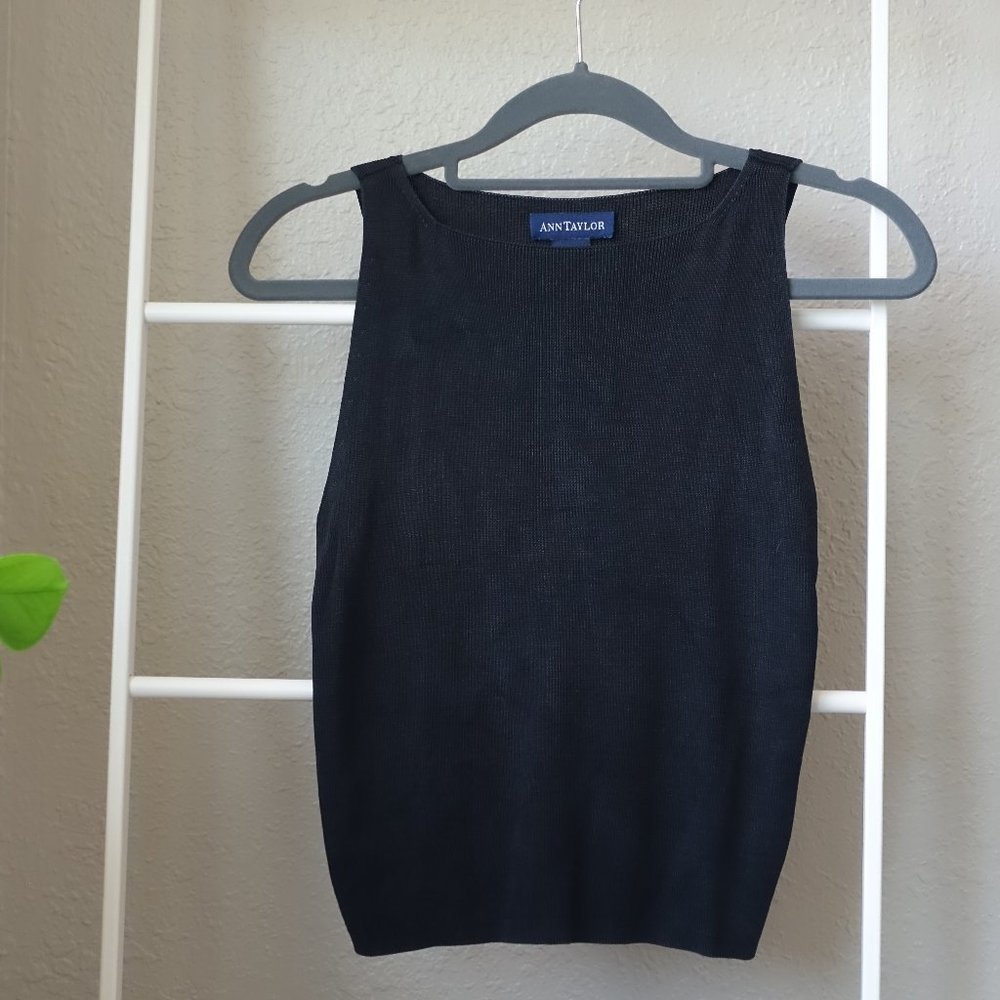 Ann Taylor Crop Tank, Black - XS